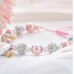 POWWA Geschenk Einschulung Mädchen, Schultüte Mädchen Inhalt 2022 Schulkind Armband，Geschenk für Erstklässler Abschiedsgeschenke Rosa Perlen Herz Charme Armband Geschenke für MädchenP-BTS-bracelet