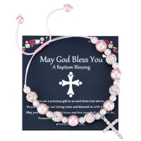 POWWA Taufgeschenk Mädchen Kreuz Armband Mädchen, Kommunion Tauf-Geschenk Konfirmation Firmung Geburt Taufe Geschenk für Mädchen-P-D001