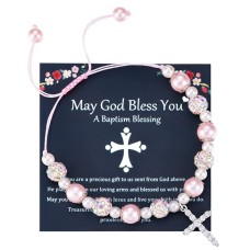 POWWA Taufgeschenk Mädchen Kreuz Armband Mädchen, Kommunion Tauf-Geschenk Konfirmation Firmung Geburt Taufe Geschenk für Mädchen-P-D001