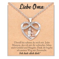 POWWA Oma Kette Beste Oma Geschenke von Enkelin Großmutter Geburtstagsgeschenke Herz Infinity Halskette Muttertag Schmuck Geschenk für Damen-P-GM-N001