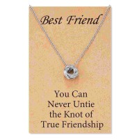 POWWA Best Friend Necklaces, Friendship is a Knot Long Distance Friendship BFF Birthday Bestie Bridesmaid Gifts for Women Teen Girls-P-Knot-N