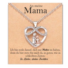 POWWA Mama Kette Beste Mama Geschenke von Tochter Mutter Geburtstagsgeschenke Herz Infinity Halskette Muttertag Schmuck Geschenk für Damen-P-MO-N001