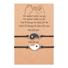 POWWA Yin Yang Bracelets Ying Yang Couples Jewelry Gifts Matching Relationship Bracelets For 2 Girlfriend Boyfriend Bf Gf His And Her-P-PB-YY