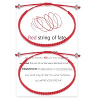 POWWA Red String of Fate Bracelets Kabbalah Protection Good Luck Friendship Matching Bracelets for Lover Women Men-P-RB-red