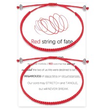 POWWA Red String of Fate Bracelets Kabbalah Protection Good Luck Friendship Matching Bracelets for Lover Women Men-P-RB-red