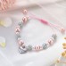 POWWA Little Sister Bracelets for Girls Pink Pearl Heart Charm Bracelets Jewelry Gifts for Big Little Sister-P-W004