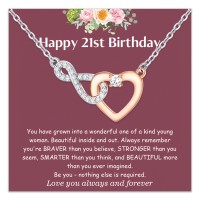 POWWA 21st Birthday Gifts for Her Keepsake 21 Years Old Birthday Gifts for Her Infinity Heart Pendant Necklace Birthday Presents for Her Daughter Women-P-W006